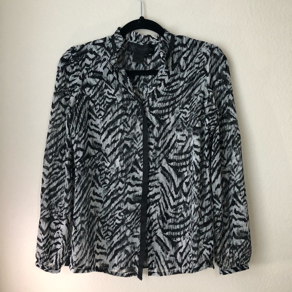 Kardashian Kollection Sz XS Animal Print sheer top
